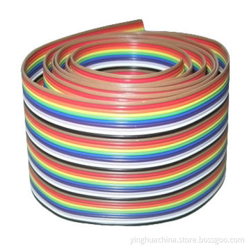 AWG26 Rainbow Flat Cable, 1.27mm Pitch, PVC 105C Insulation, 7/0.16TS Tinned Copper Conductor